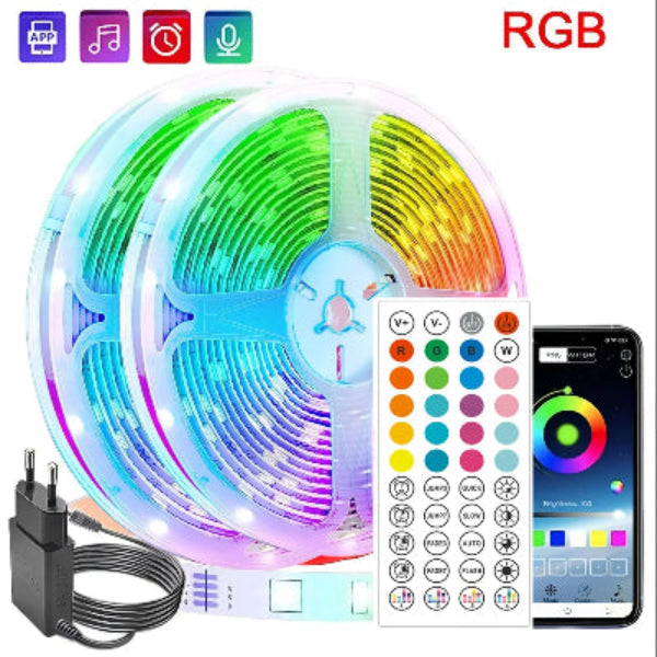 Aurel Shop smart RGB LED strip lights with app control, vibrant colors, and power adapter included