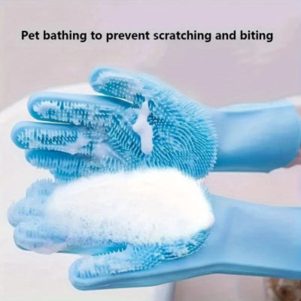 Aurel Shop pet grooming gloves with textured surface for effective bathing and preventing scratching