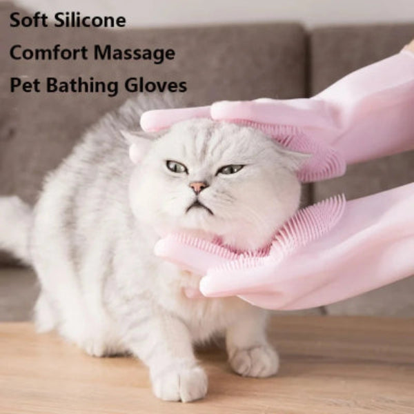 Aurel Shop pet grooming gloves made of soft silicone for comfort massage while bathing pets